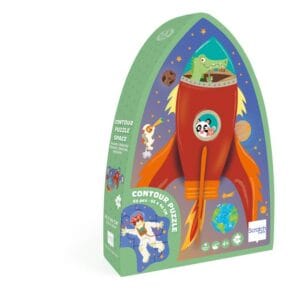Los pequeños amantes de los cohetes y el espacio pasarán horas de diversión montando este puzzle de un cohete en el espacio.