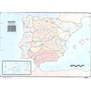 Mapa color España político B-50