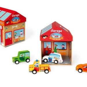 ¡En el garaje hay mucho por descubrir!La caja se convierte en una casa de juegos donde los autos pueden acudir para un servicio.