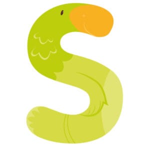 Letra de madera S animales