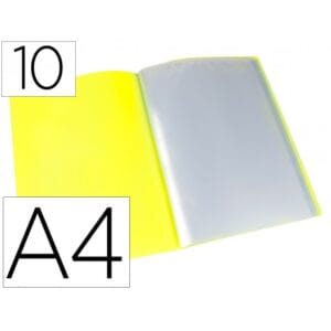Carpeta Liderpapel 10 fundas polipropileno amarillo fluor