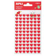 Pegatinas corazones rojos fieltro Apli