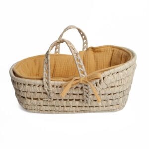 Capazo mimbre bobble mostaza