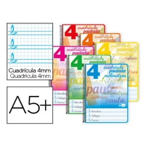 Cuaderno espiral A5 cuadro pautado 4mm