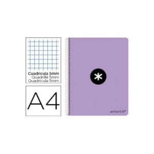 Cuaderno espiral Antartik A4 cuadros Malva