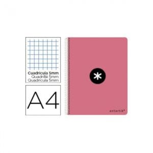 Cuaderno espiral Antartik A4 cuadros rosa