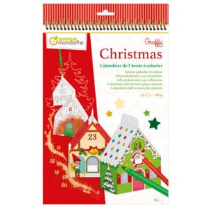 Referencia : GY123C ¡Crea tu propio calendario de Adviento! Este cuaderno incluye 24 casitas precortadas para pintar y montar. Una vez terminadas, pueden llenarse de regalos o golosinas y colgarse o colocarse en algún sitio. Papel de dibujo de 160 g (24 dibujos).