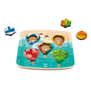 puzzle-globos-giratorios-2-en-1 encajable de madera