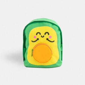 Mochila infantil realizada en rPET (un material 100% reciclable y obtenido a partir del reciclaje de botellas de plástico), con cierre de cremallera, asas ajustables y forma de aguacate Wond
