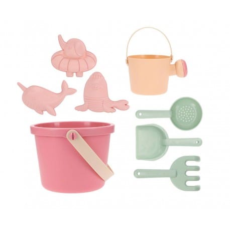 Set de juguetes de playa cubo rosa Monneka Set de juguetes de playa cubo rosa Monneka