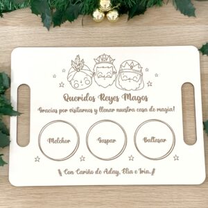 Bandeja de madera Reyes Magos personalizable