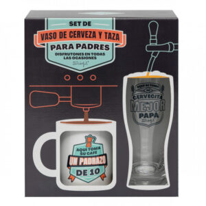 Set de vaso de cerveza y taza para padres disfrutones en todas las ocasiones