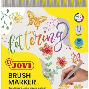 Estuche 12 rotuladores jovi punta pincel colores surtidos brush marker