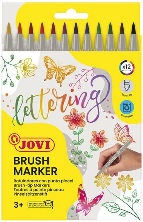 Estuche 12 rotuladores jovi punta pincel colores surtidos brush marker