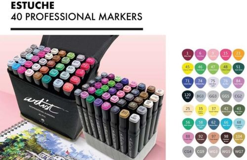 Estuche 40 rotuladores profesional markers doble punta Estuche 40 rotuladores profesional markers doble punta