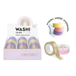 Cinta washi tape glitter pastel