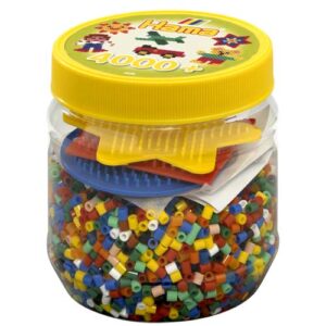 Bote 4000 beads y 3 placas pegboards pequeñas amarillo