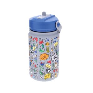 Botella acero 330ml Adaptador infantil con pajita - Grey Soccer Match