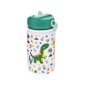 Botella acero 330ml Adaptador infantil con pajita - Ice Green Dinosaurs