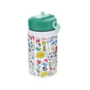 Botella acero 330ml Adaptador infantil con pajita - Ice Green Soccer Match