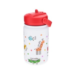 Botella acero 330ml Adaptador infantil con pajita - Ice Red Color´s animals