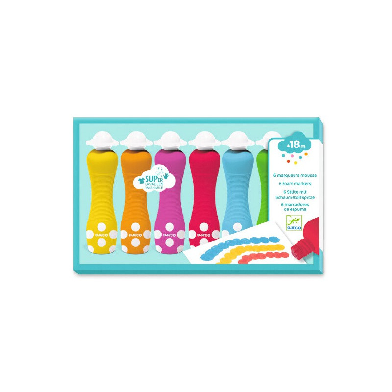 Colores para peques 6 marcadores de espuma - Djeco