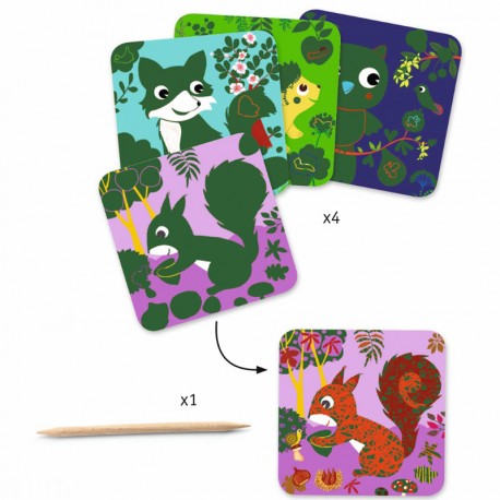 Cuadros para rascar animales pequeños - Djeco 2 Cuadros para rascar animales pequeños - Djeco