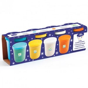 Plastilina ligera con purpurina - 4 botes 140 gr