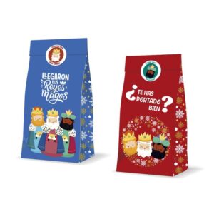 Sobre regalo Reyes Magos 3u + adhesivos 20+8x42cm