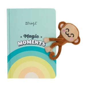 Libreta con peluche y cierre magnético mono - Magic moments