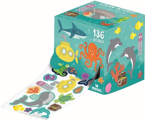 Rollo de pegatinas surtidas océano, espacio y animales2 Rollo de pegatinas surtidas océano, espacio y animales