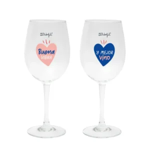 Set de 2 copas de vino - Buena vibra y mejor vino