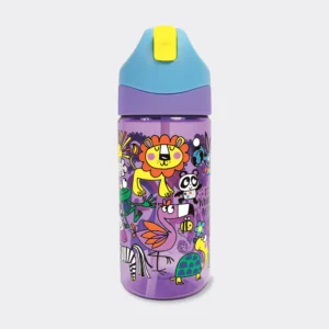 Botella con pajita Animales de la selva