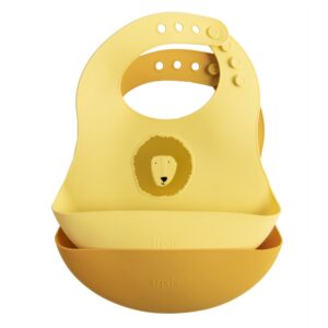Babero de Silicona 2 uds Mr. Lion de Trixie – Flexibles, Reutilizables y con Bolsillo Recolector