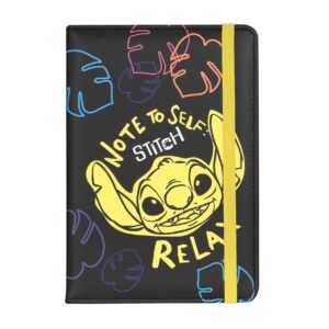 Bloc de Notas A5 Stitch Black – 80 Hojas Rayadas, Cierre con Goma y Diseño Disney Moderno