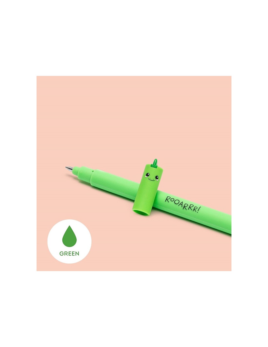 Bolígrafo de Gel Borrable Dino de Legami – Escritura Creativa en Tinta Verde con Goma de Borrado 2 Bolígrafo de Gel Borrable Dino de Legami – Escritura Creativa en Tinta Verde con Goma de Borrado