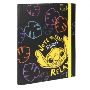 Carpeta A4 de Cartón con Gomas Stitch Black – Ligera, Espaciosa y con Diseño Disney Estilizado