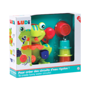 Estuche de baño Ranita de Ludi – Juguetes sensoriales para el agua y organización práctica
