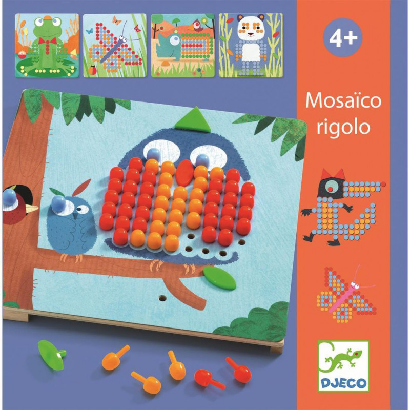 Mosaico Rigolo de Djeco – Juego creativo con plantillas y piezas de madera Mosaico Rigolo de Djeco – Juego creativo con plantillas y piezas de madera