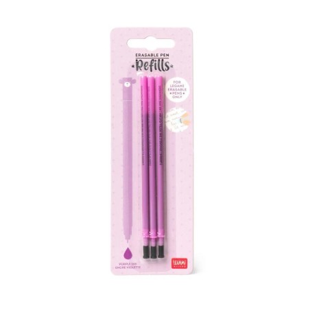 Recambio de Bolígrafo de Gel Borrable Morado Legami – Blíster de 3 Unidades con Punta Fina