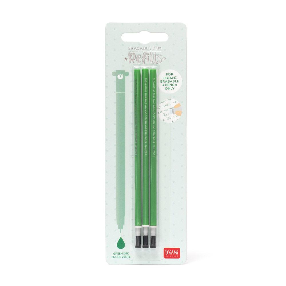 Recambio de Bolígrafo de Gel Borrable Verde Legami – Pack de 3 Unidades con Punta Fina Recambio de Bolígrafo de Gel Borrable Verde Legami – Pack de 3 Unidades con Punta Fina