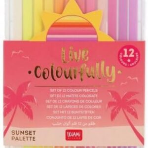 Set de 12 Lápices de Colores Live Colourfully Magenta de Legami – Colores Vivos y Estuche Metálico