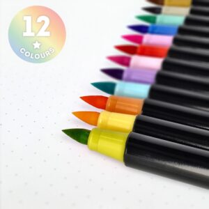 Set de 12 Rotuladores con Punta de Pincel Colors Pastel de Legami – Para Lettering, Bullet Journal y Dibujo Artístico