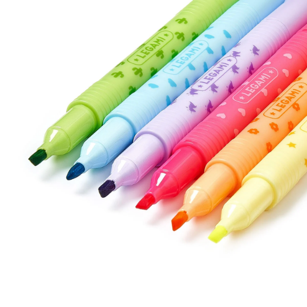 Set de 6 Subrayadores Borrables Legami – Colores Vivos con Punta Fina y Goma de Borrado