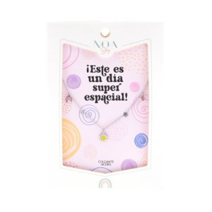 Colgante Acero Plateado Noa Story Este es un día súper espacial – Regalo original para comuniones