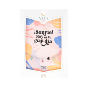 Pulsera Acero Plateado Noa Story Sonríe hoy es tu gran día – Regalo alegre para comuniones