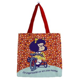Bolsa algodón Mafalda pequeña naranja puntitos
