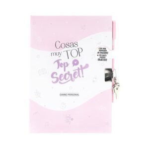 Set Diario con Candado y Bolígrafo Cosas Muy Top Top Secret Rosa – Regalo especial para comuniones