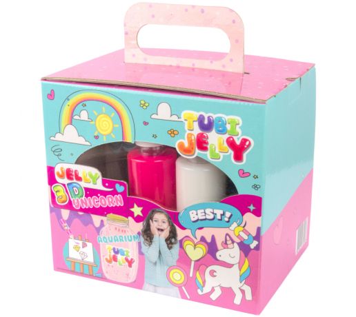 Kit Tubi Jelly 6 colores con acuario pequeño – Unicornio – Crea figuras 3D mágicas y coloridas