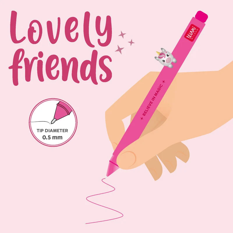 Bolígrafo de gel Unicornio Lovely Friends – Legami con tinta rosa 3 Bolígrafo de gel Unicornio Lovely Friends – Legami con tinta rosa